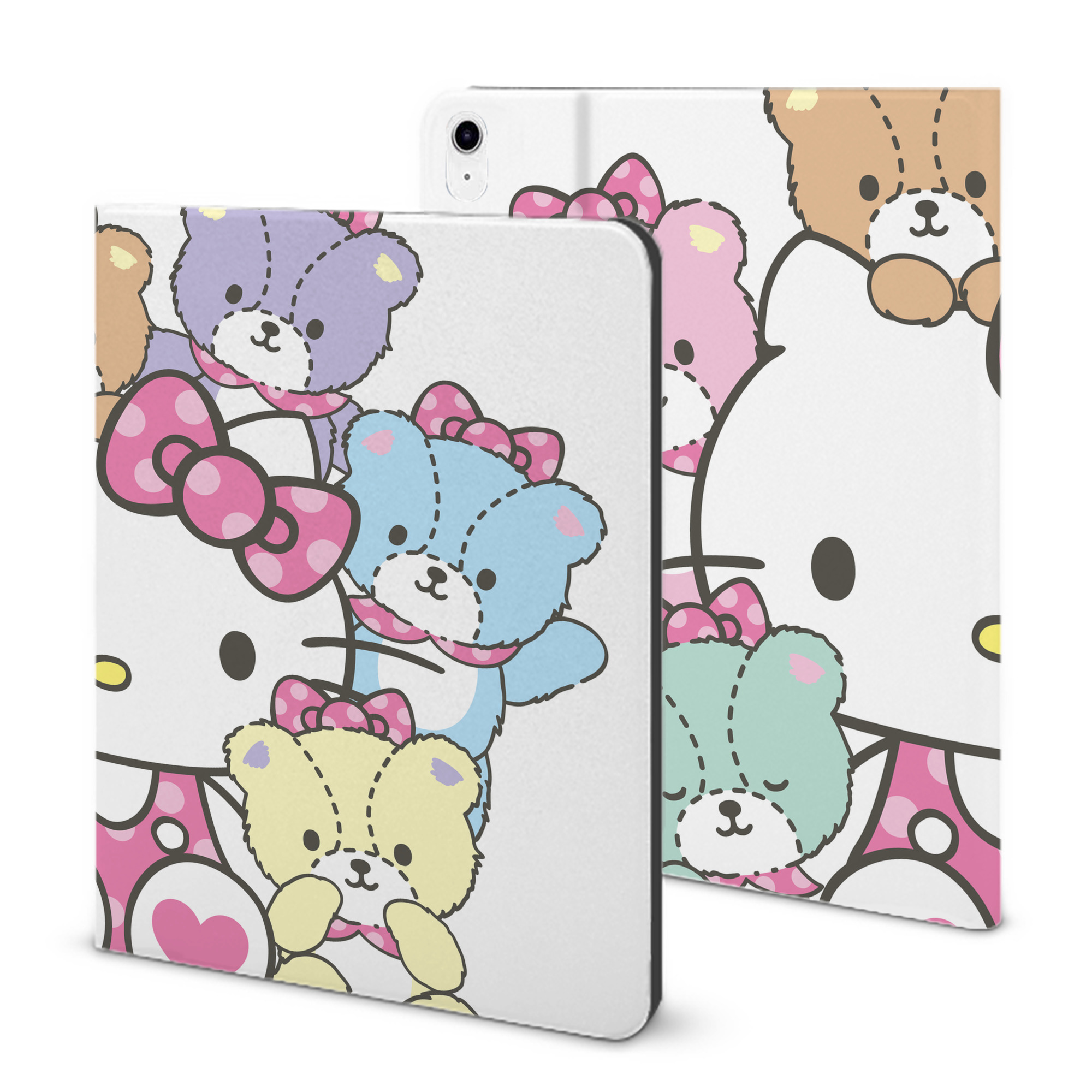 （画像用） Hello Kitty ハローキティ IPad ケース ブック型 PUレザー TPU 耐衝撃 軽量 薄型 ペン収納なし 全面保護 IPad 各モデル対応